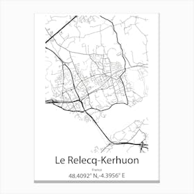 Le Relecq Kerhuon,France Minimalist Map Canvas Print