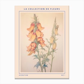 Aconitum French Flower Botanical Poster Canvas Print