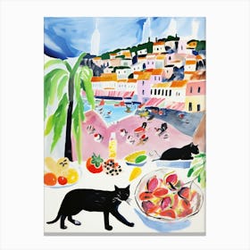 The Food Market In Positano 1 Illustration Canvas Print