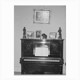 Piano And Decoration In House, Two Bit Creek, Near Deadwood, South Dakota By Russell Lee Canvas Print