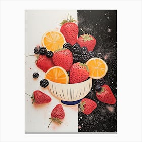 Strawberries Blackberries & Orange Art Deco Canvas Print