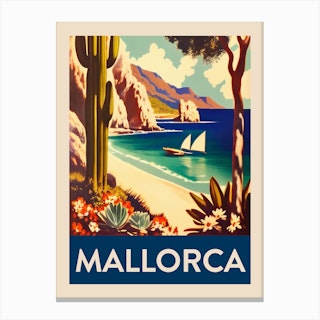 Mallorca Vintage Travel Poster Canvas Print