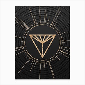 Geometric Glyph Symbol in Gold with Radial Array Lines on Dark Gray n.0028 Canvas Print