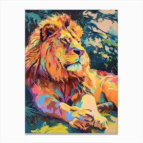 Asiatic Lion Resting In The Sun Fauvist Painting 2 Canvas Print