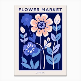 Blue Flower Market Poster Zinnia 3 Canvas Print