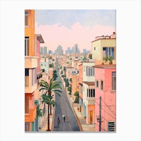 Tel Aviv Israel 4 Vintage Pink Travel Illustration Canvas Print