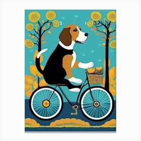 Beagle On A Bicycle Canvas Print