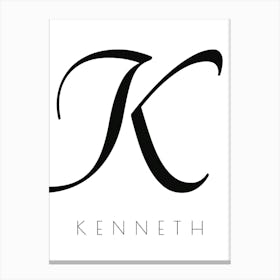 Kenneth Typography Name Initial Word Canvas Print