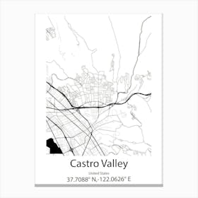 Castro Valley,United States Minimalist Map Canvas Print