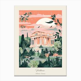 Parthenon   Athens, Greece   Cute Botanical Illustration Travel 0 Poster Canvas Print