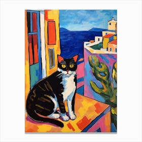 Painting Of A Cat In Rhodes Greece 3 Canvas Print