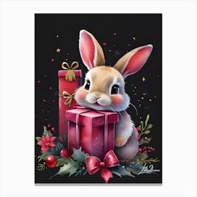 Rabbit and his Christmas presents Canvas Print