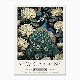 William Morris Print Peacock Floral Kew Gardens Print Botanical Vintage Floral London Canvas Print