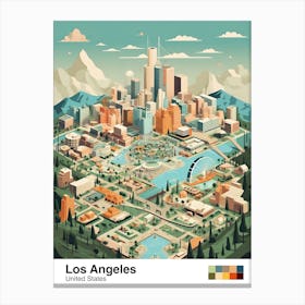 Los Angeles, Us, Geometric Illustration 4 Poster Canvas Print