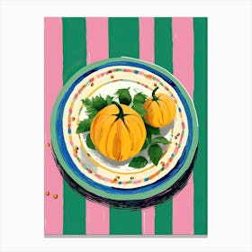 A Plate Of Pumpkins, Autumn Food Illustration Top View 67 Canvas Print