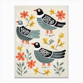 Folk Style Bird Painting Grey Plover 4 Canvas Print