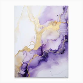Lilac, Black, Gold Flow Asbtract Painting 5 Canvas Print