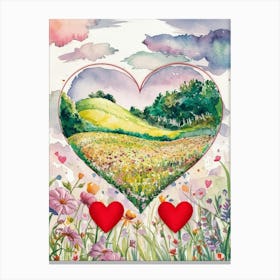 Heart In The Field Canvas Print