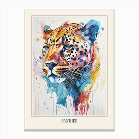 Panther Colourful Watercolour 3 Poster Canvas Print