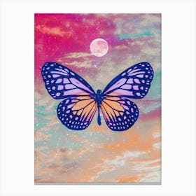 Bright Butterfly Moon Collage Canvas Print