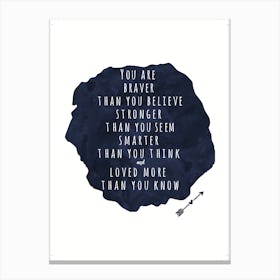 Braver Stronger Smarter Watercolour Cloud Canvas Print