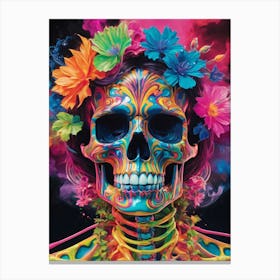 Neon Iridescent Skull Painting (3) Canvas Print