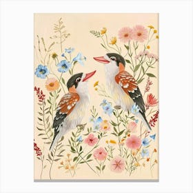 Folksy Floral Animal Drawing Bird 4 Canvas Print