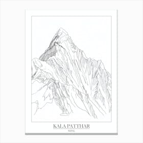 Kala Patthar Nepal Line Drawing 7 Poster Canvas Print