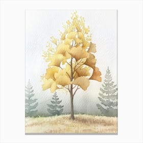 Ginkgo Tree Atmospheric Watercolour Painting 2 Canvas Print
