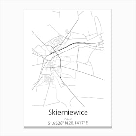 Skierniewice,Poland Minimalist Map Canvas Print