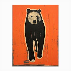 Bear, Woodblock Animal  Drawing 1 Canvas Print