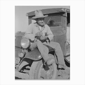 Mexican Labor Contractor In Carrot Field Near Santa Maria, Texas By Russell Lee Canvas Print