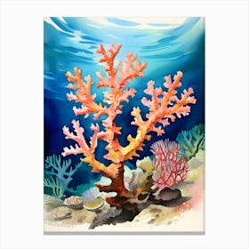 Watercolor Coral Reef Canvas Print