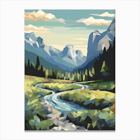 Yosemite Valley View   Geometric Vector Illustration 0 Canvas Print