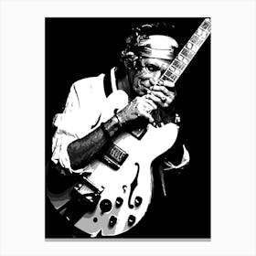 Keith Richards American Rock Guitarist Legend in Grayscale Canvas Print