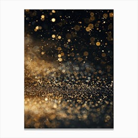 Gold Sparkles On Black Background 1 Canvas Print