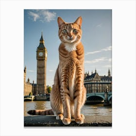 Meow at the Monuments: A Cat's World Tour Big Ben Cat Canvas Print