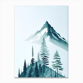 Mountain And Forest In Minimalist Watercolor Vertical Composition 202 Canvas Print