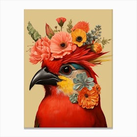 Bird With A Flower Crown Cardinal 1 Canvas Print