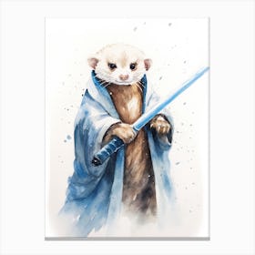 Baby Ferret As A Jedi Watercolour 3 Canvas Print