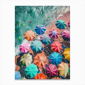 Colorful Umbrellas On The Beach 2 Canvas Print