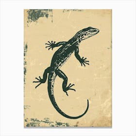 Forest Green Skinks Lizard Blockprint 4 Canvas Print