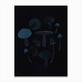 Dark Turquoise Mushrooms Canvas Print