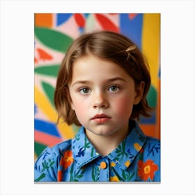 Little Girl In Colorful Shirt Canvas Print