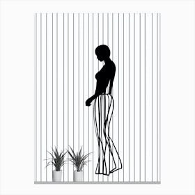 Body Positivity Lines Black And White 2 Canvas Print