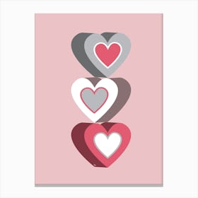 Cute Pink Hearts Canvas Print