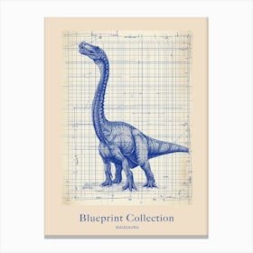 Maiasaura Dinosaur Blue Print Sketch 4 Poster Canvas Print