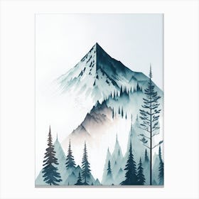 Mountain And Forest In Minimalist Watercolor Vertical Composition 327 Canvas Print