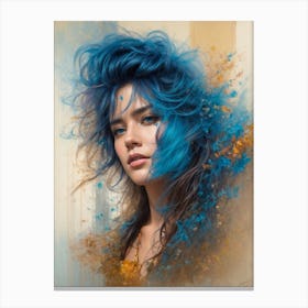 Blue Haired Girl Canvas Print