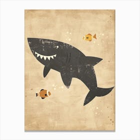 Shark & Fish Modern Storybook Style 2 Canvas Print